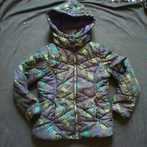 Girls Youth 10 /12 Medium London Fog Winter Coat Black Puff Outdoor Heat Jacket